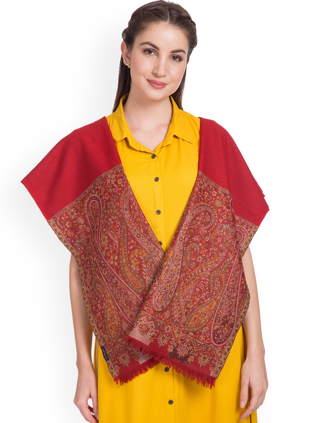 SHINGORA Women Red Woven Design Shawl