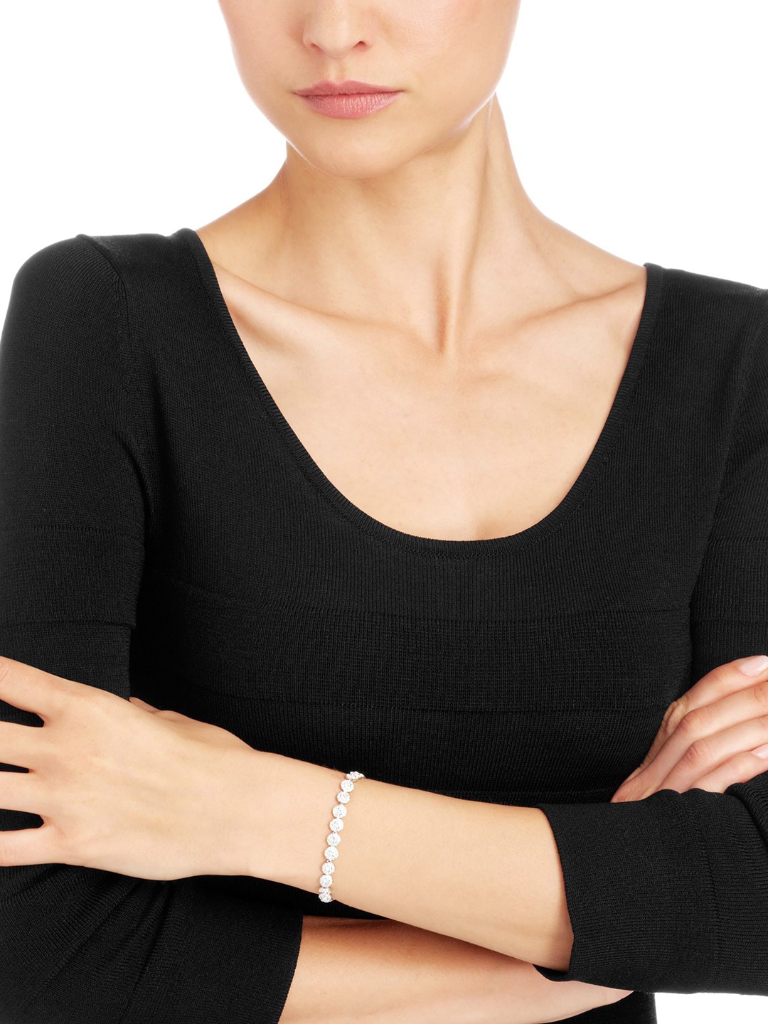 

SWAROVSKI Silver-Toned Alloy Rose Gold-Plated Bangle-Style Bracelet
