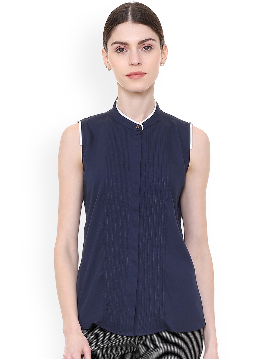 

Van Heusen Woman Women Blue Regular Fit Solid Casual Shirt