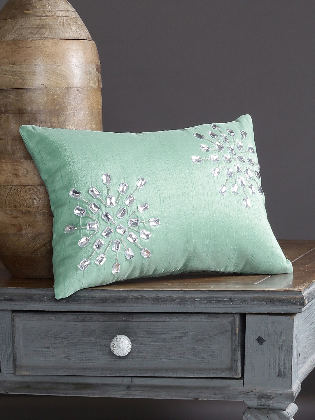 

Alina decor Sea Green Set of Single Solid Rectangle Cushion Covers