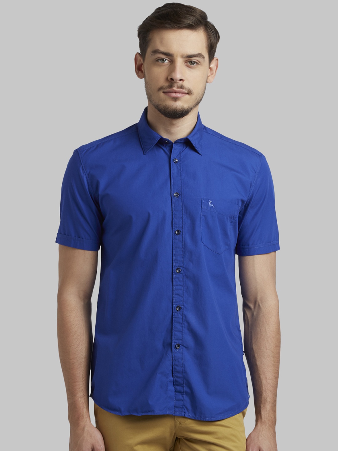 

Parx Men Blue Slim Fit Solid Casual Shirt