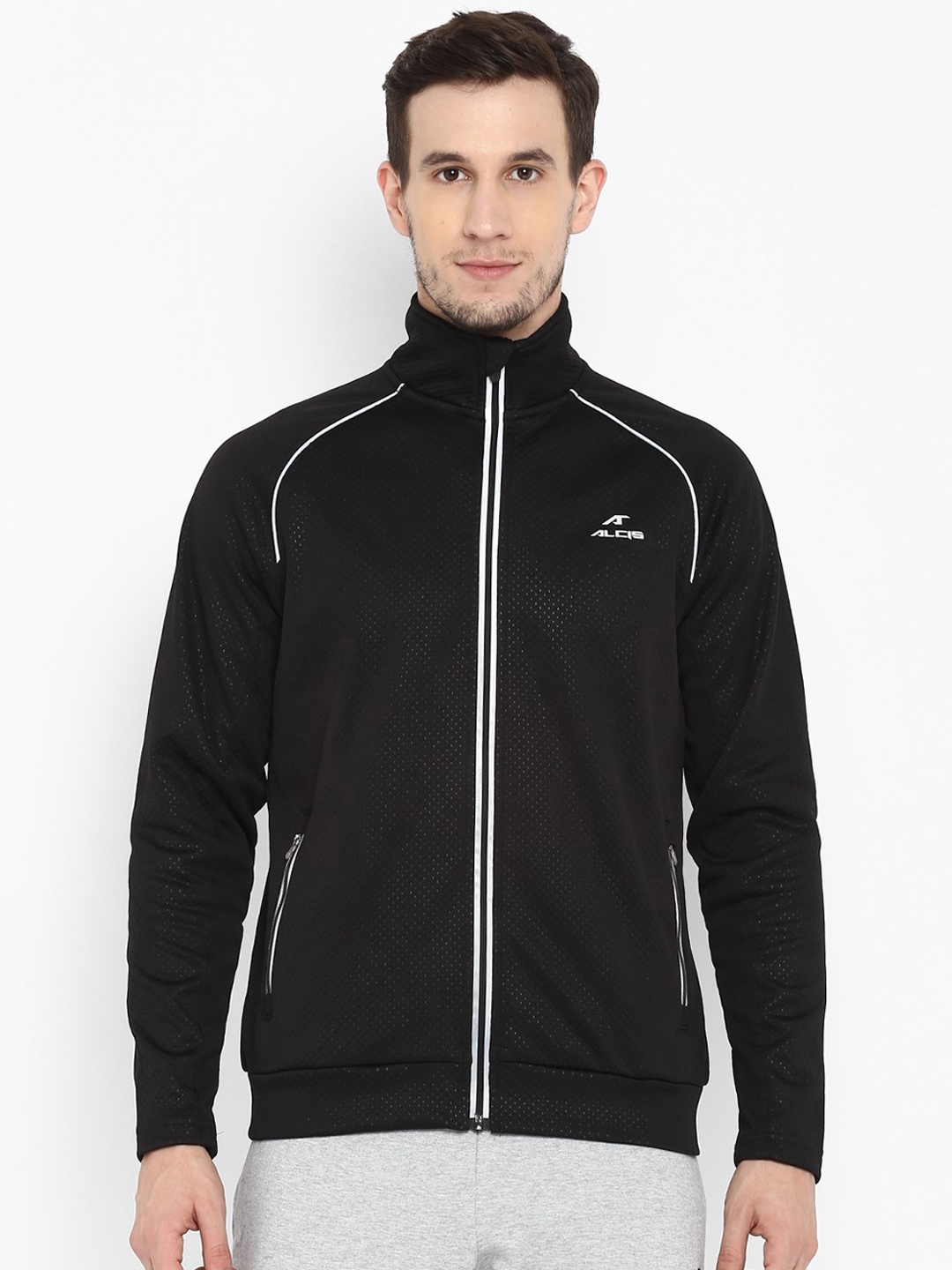 

Alcis Men Black Solid Lightweight Sporty Jacket