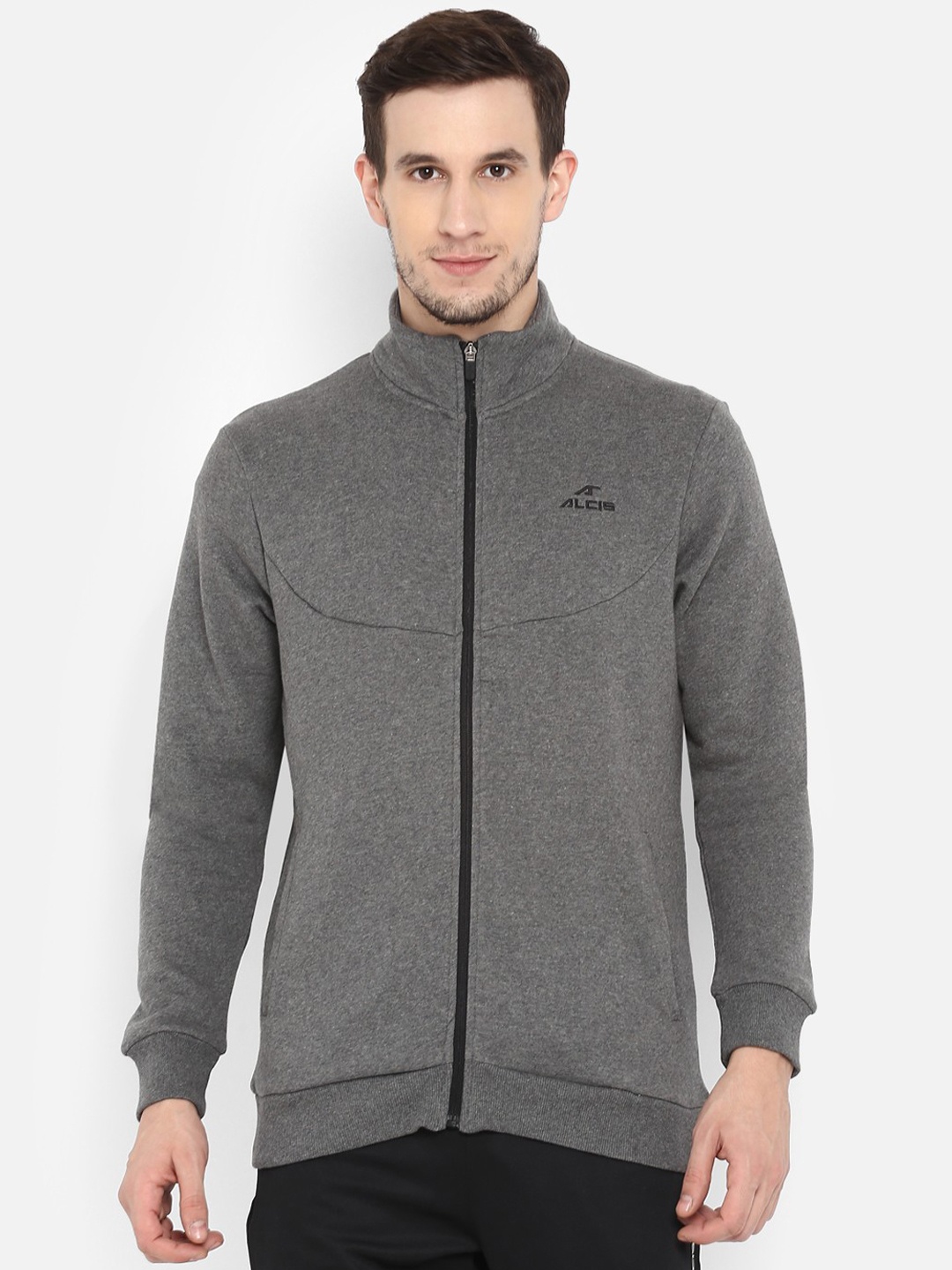 Alcis Men Grey Solid Lightweight Sporty Jacket