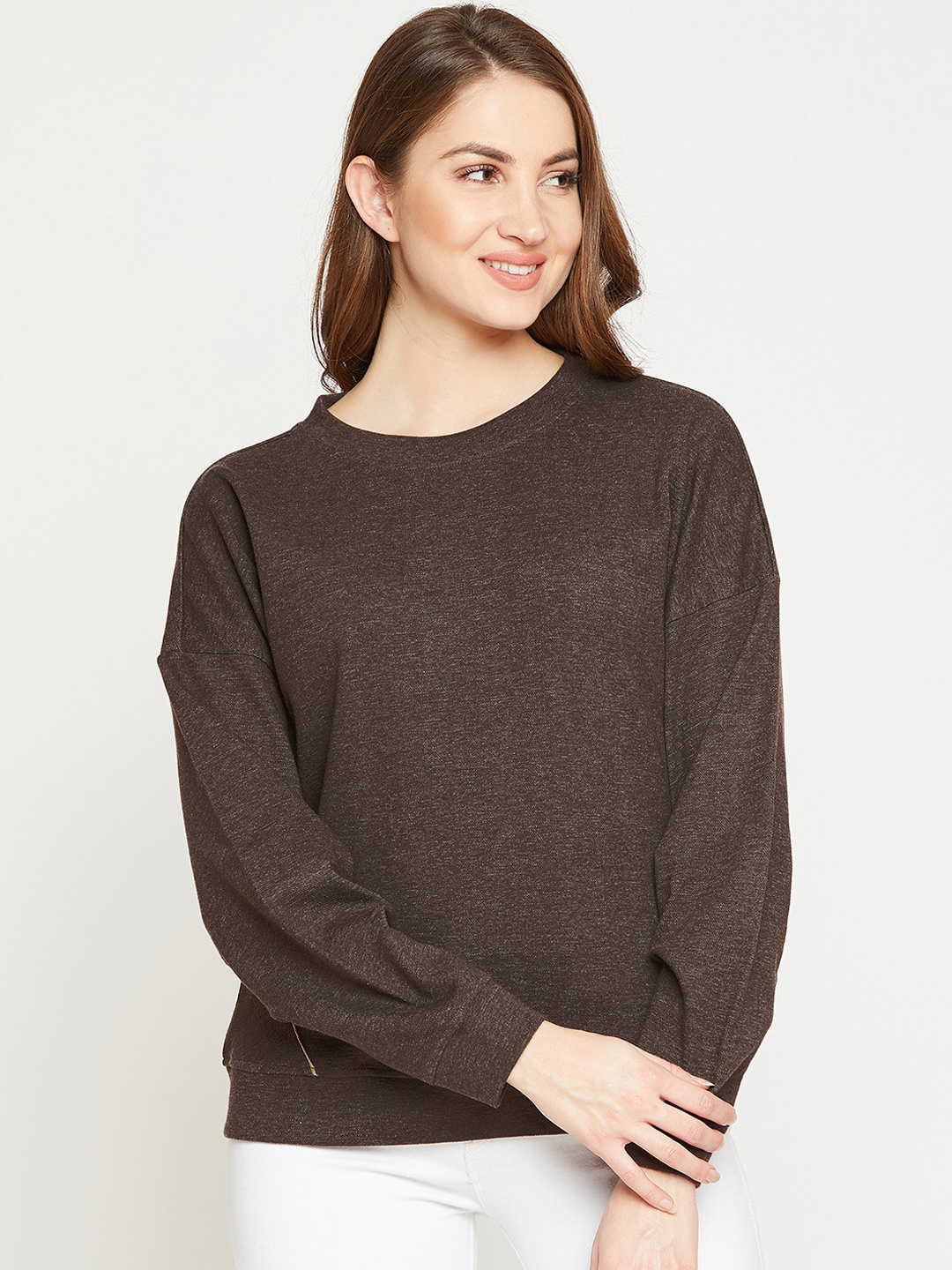 

RARE Women Brown Solid Sweatshirt