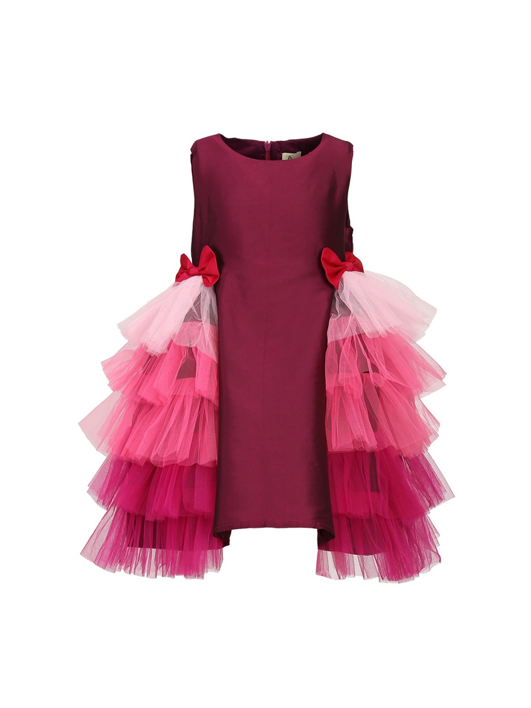 

A Little Fable Girls Shaded Deep Bloom Burgundy Dress, Purple