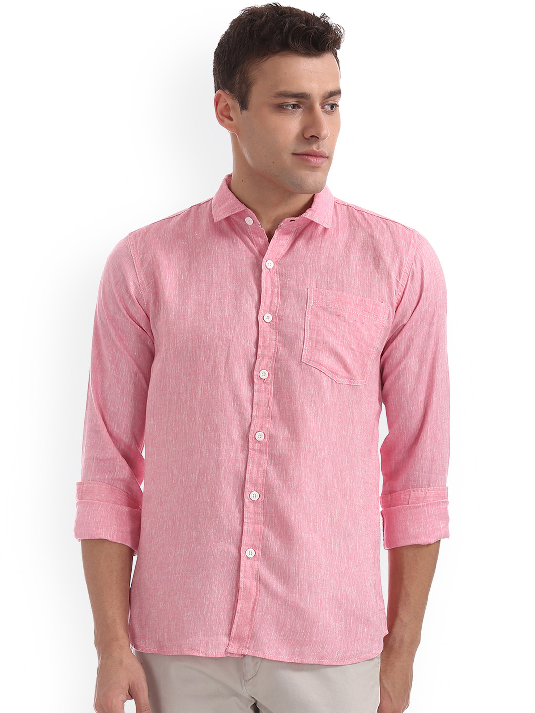 

Ruggers Men Pink Slim Fit Solid Casual Shirt