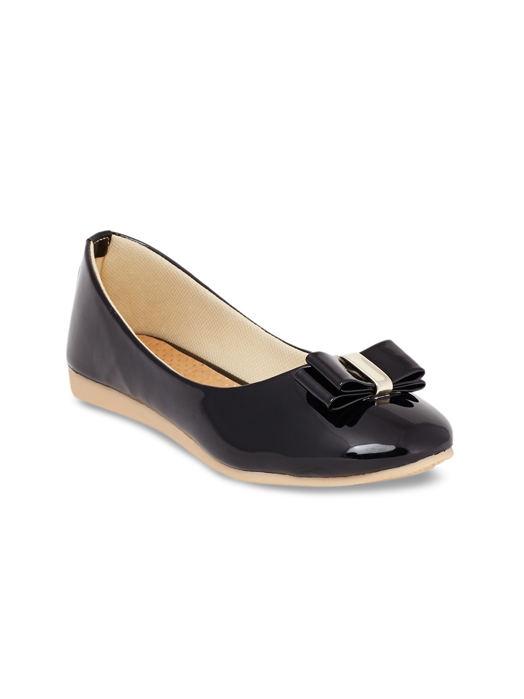

Shoetopia Women Black Solid Synthetic Ballerinas