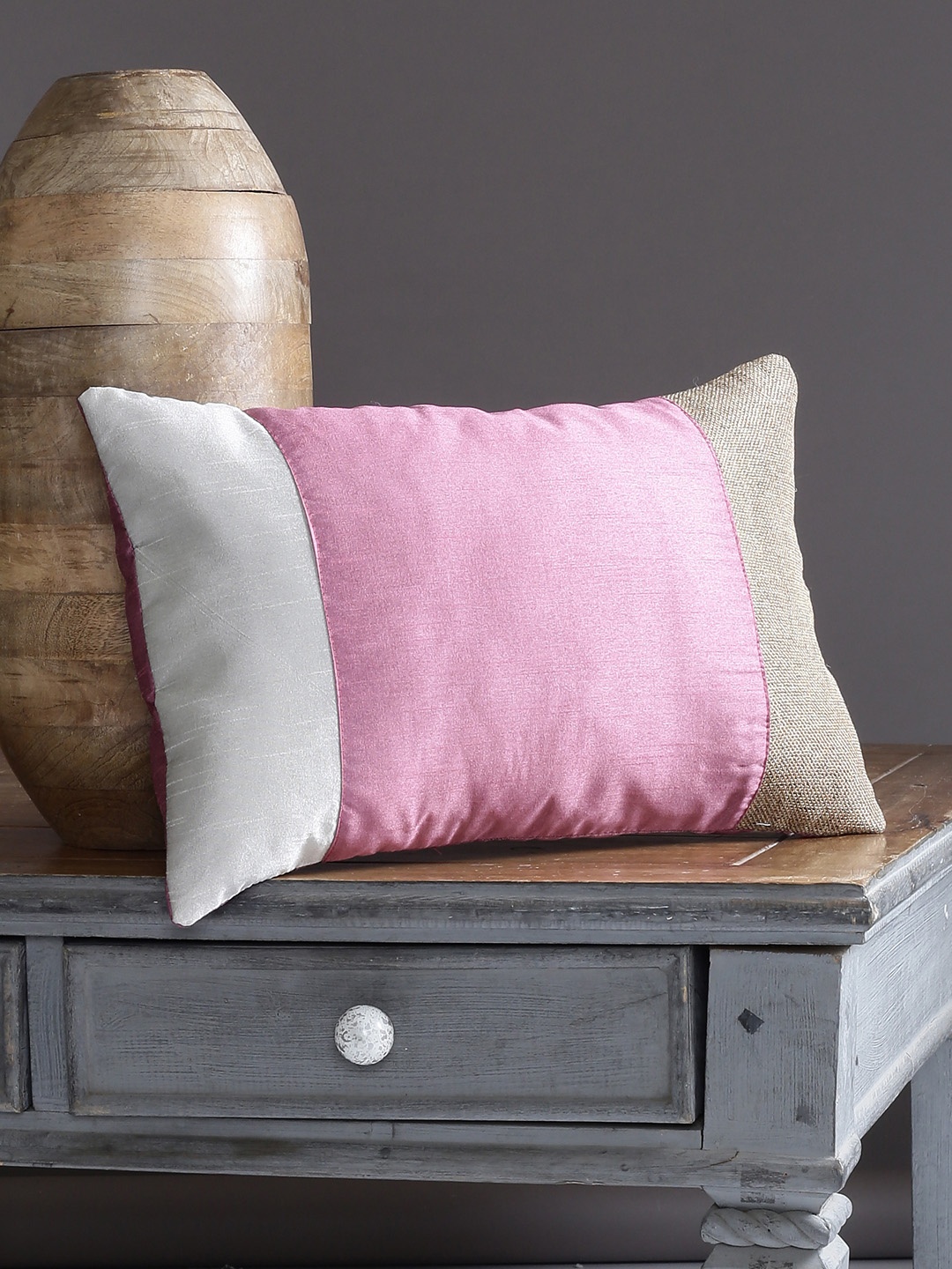 Alina decor Pink & White Set of Single Solid Rectangle Cushion Covers