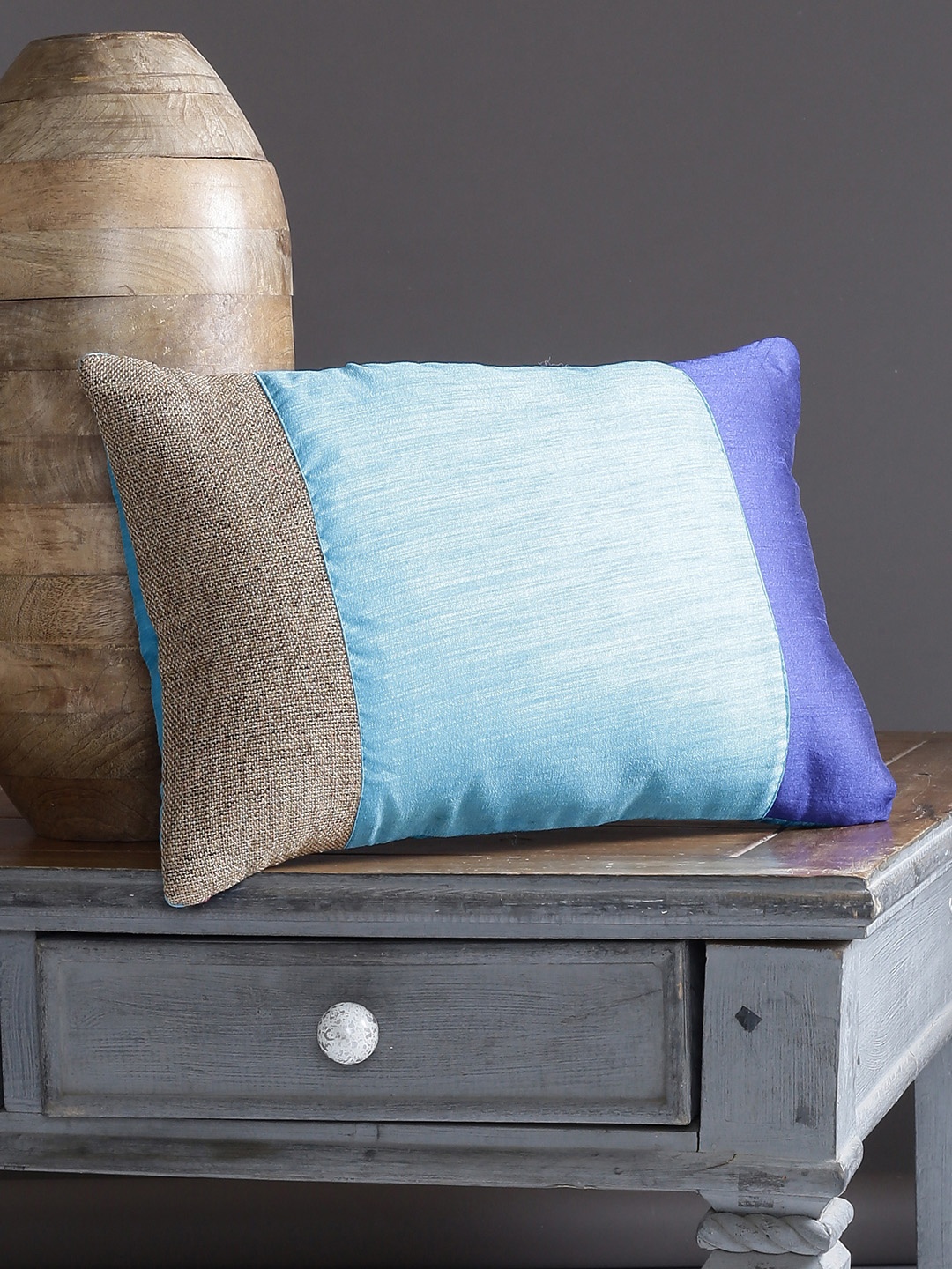 

Alina decor Blue Set of Single Colourblocked Rectangle Cushion Covers
