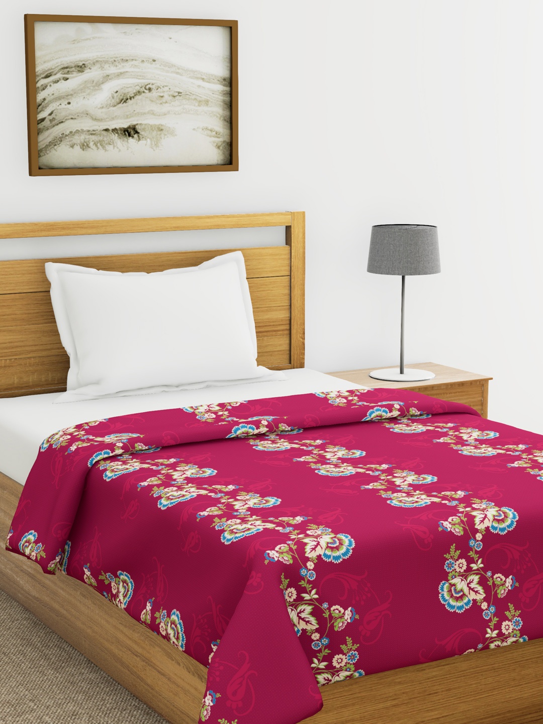 

BIANCA Red Floral AC Room 120 GSM Single Bed Comforter