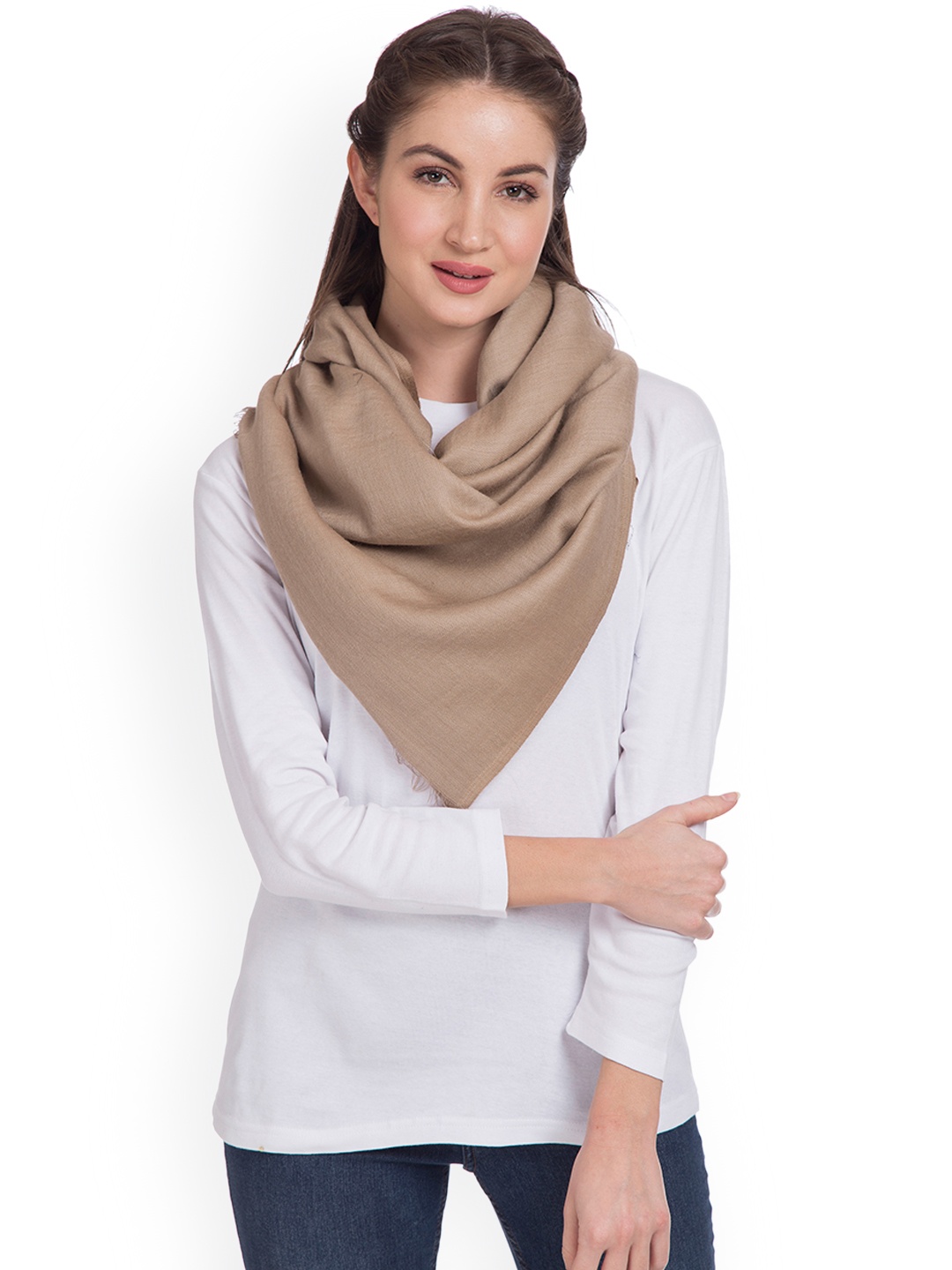 

SHINGORA Women Beige Solid Shawl