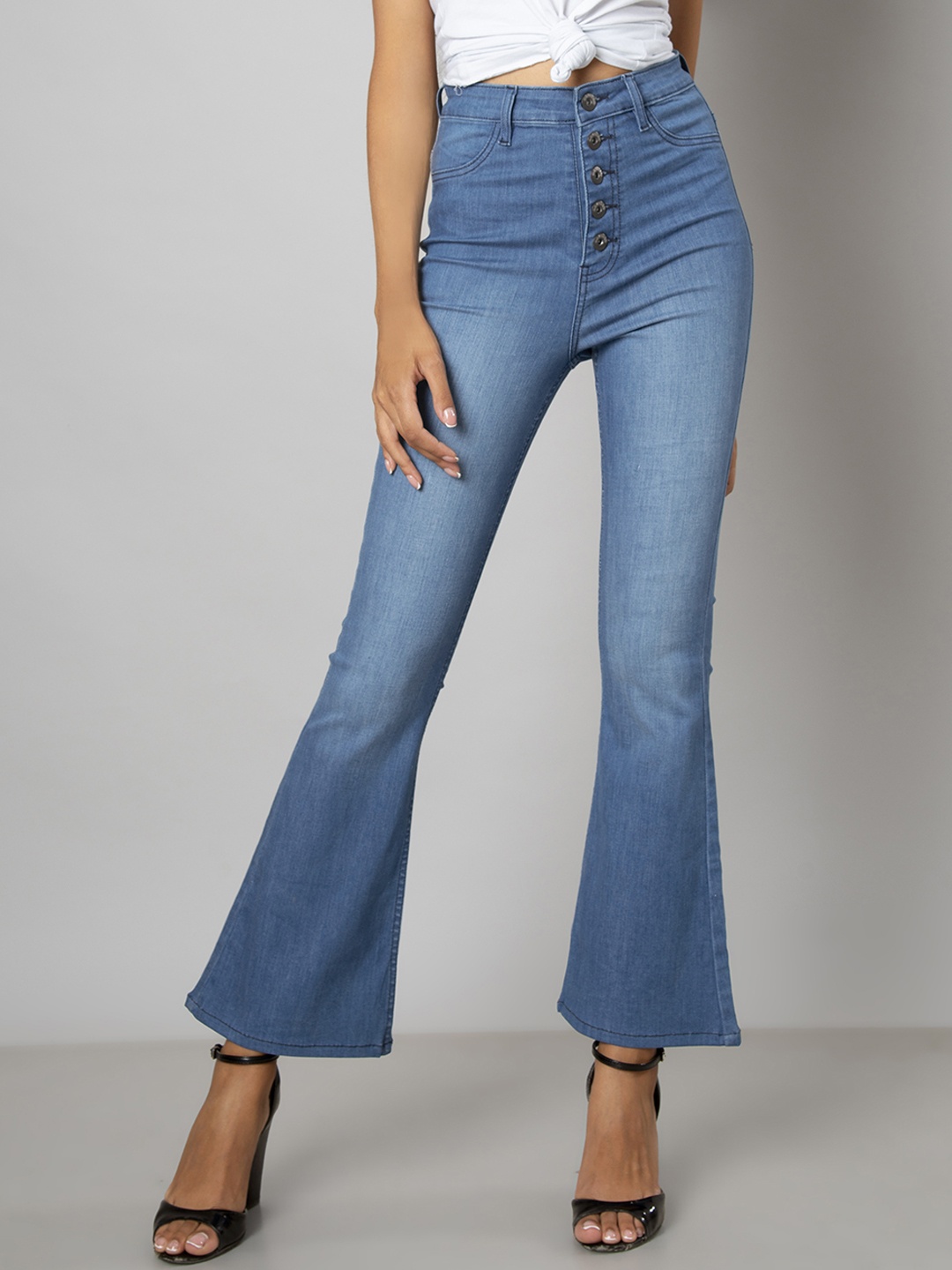 

FabAlley Women Blue Bootcut High-Rise Clean Look Jeans