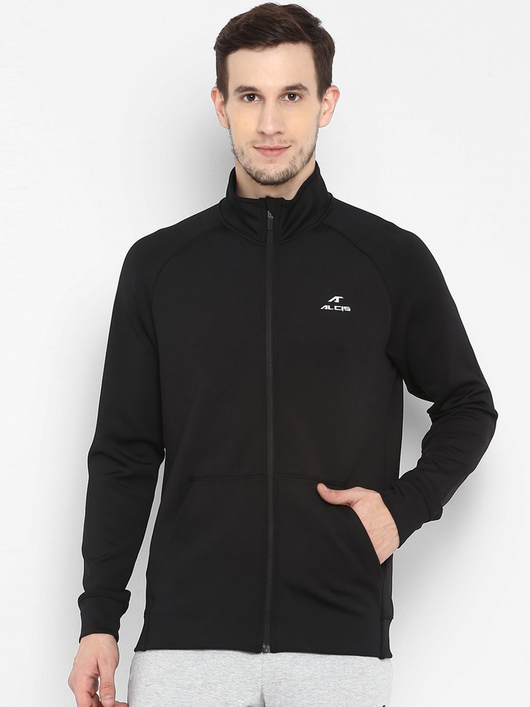

Alcis Men Black Solid Lightweight Sporty Jacket