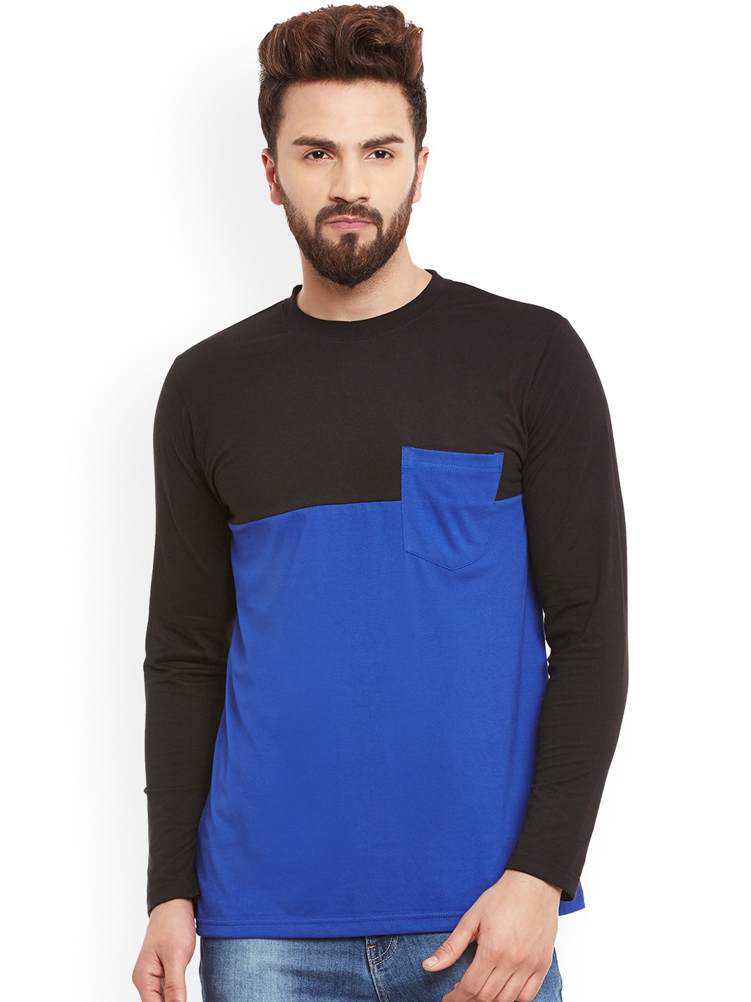 

Hypernation Men Black Solid Round Neck T-shirt