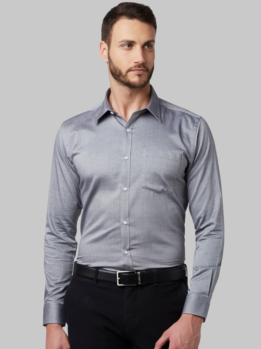

Park Avenue Men Grey Slim Fit Self Design Casual Shirt
