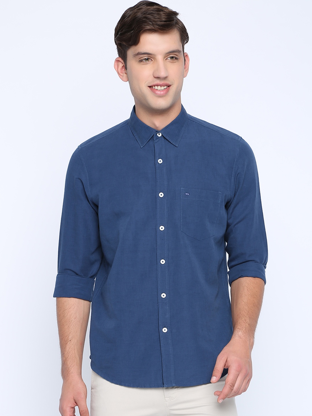 

Basics Men Blue Slim Fit Solid Casual Shirt