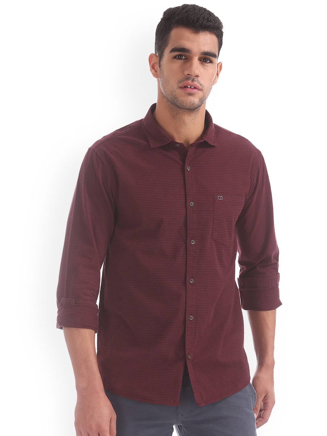 

Ruggers Men Red Regular Fit Checked Casual Shirt