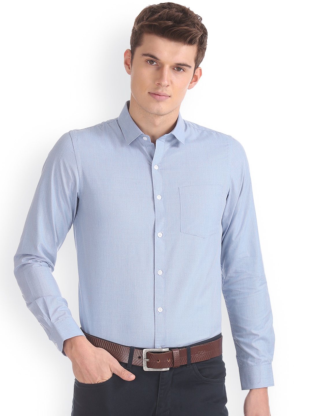 

Excalibur Men Blue Regular Fit Solid Casual Shirt