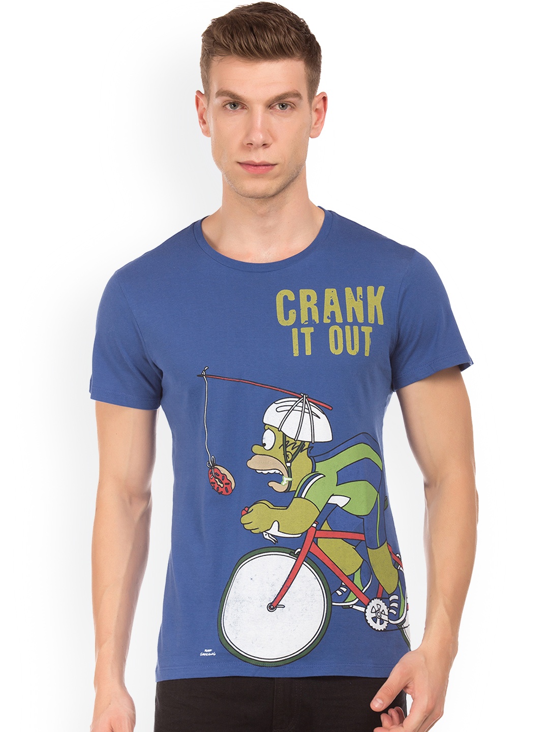 

Colt Men Blue Printed Round Neck Pure Cotton T-shirt