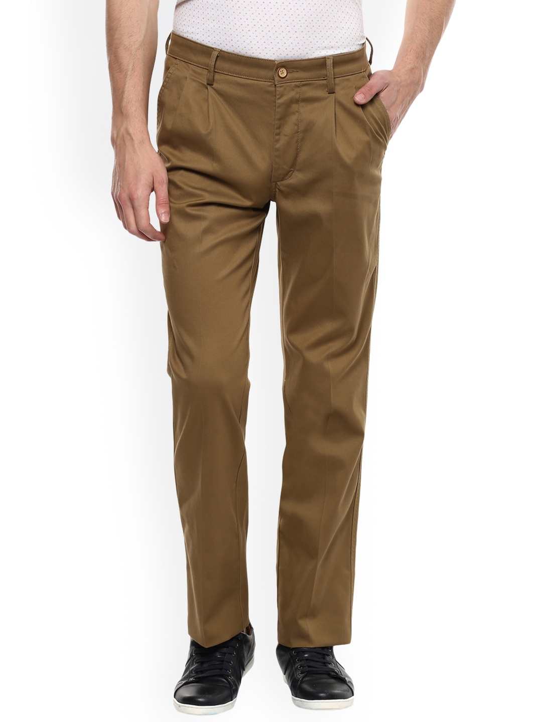 

Allen Solly Men Khaki Regular Fit Solid Regular Trousers