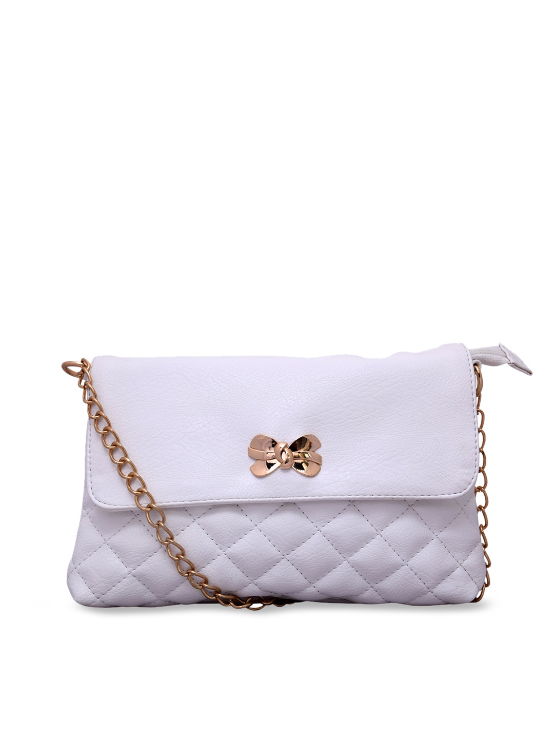 

Lychee bags White Solid Quilted Sling Bag