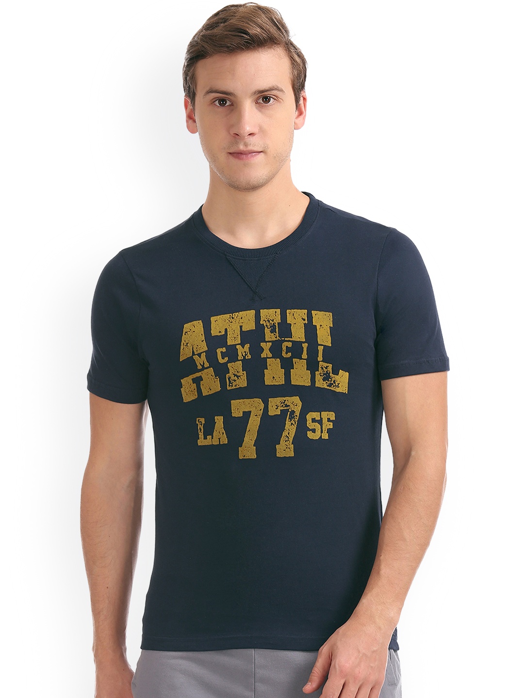 Colt Men Blue Printed Round Neck T-shirt