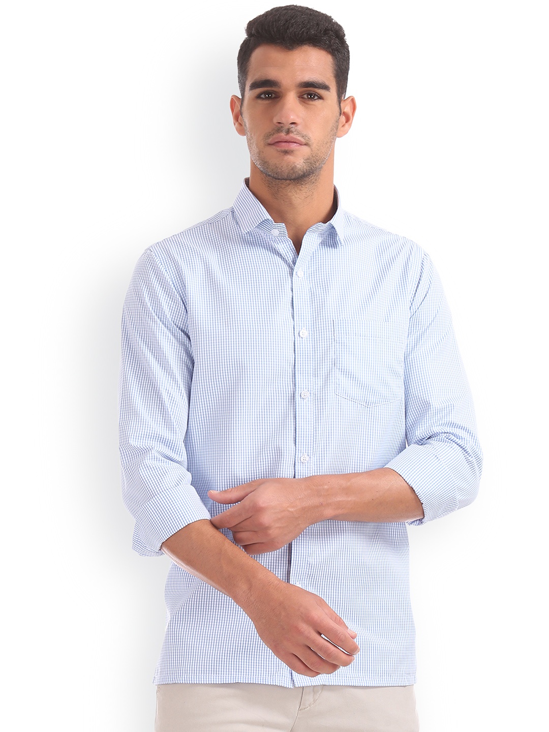 

Excalibur Men Blue Regular Fit Checked Casual Shirt