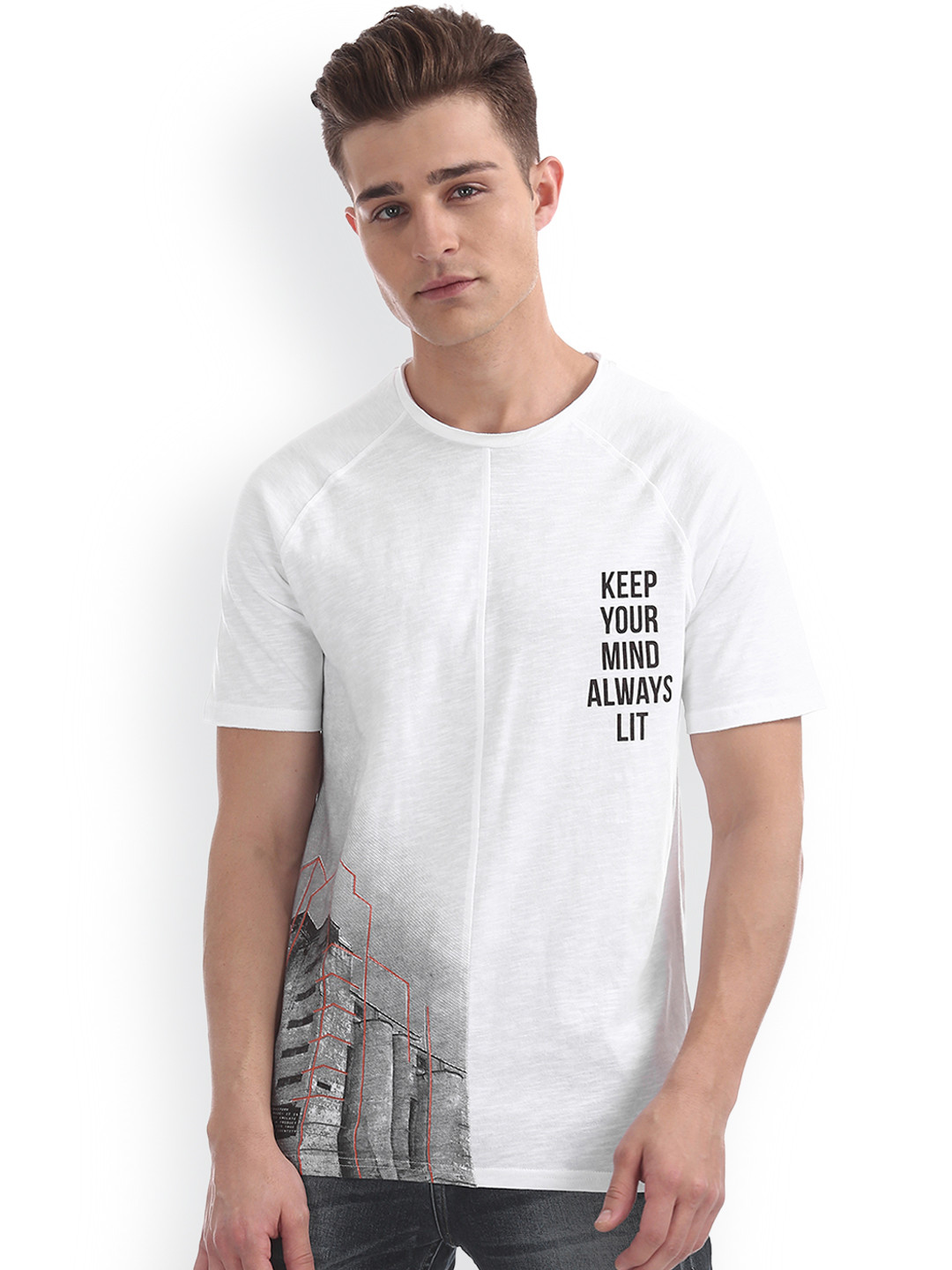 

Colt Men White Printed Round Neck T-shirt