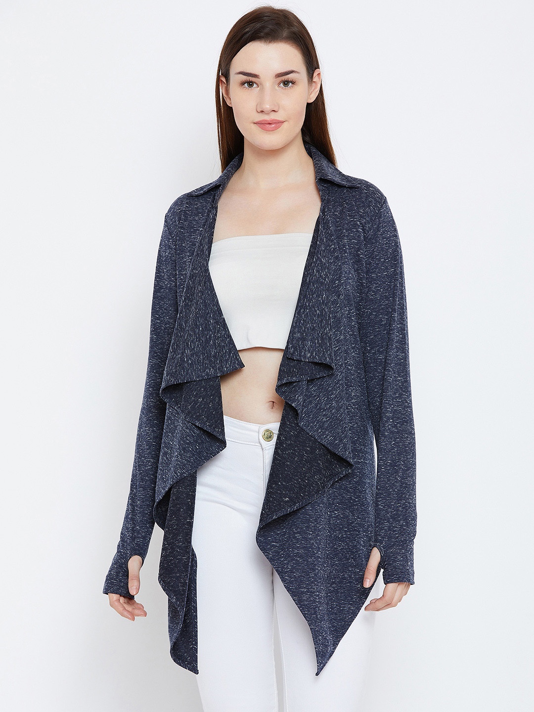 

Hypernation Blue Solid Waterfall Shrug