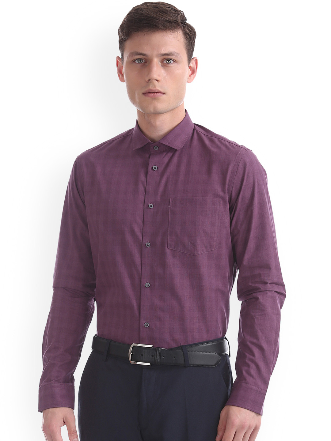 

Arrow New York Men Purple Slim Fit Self Design Formal Shirt