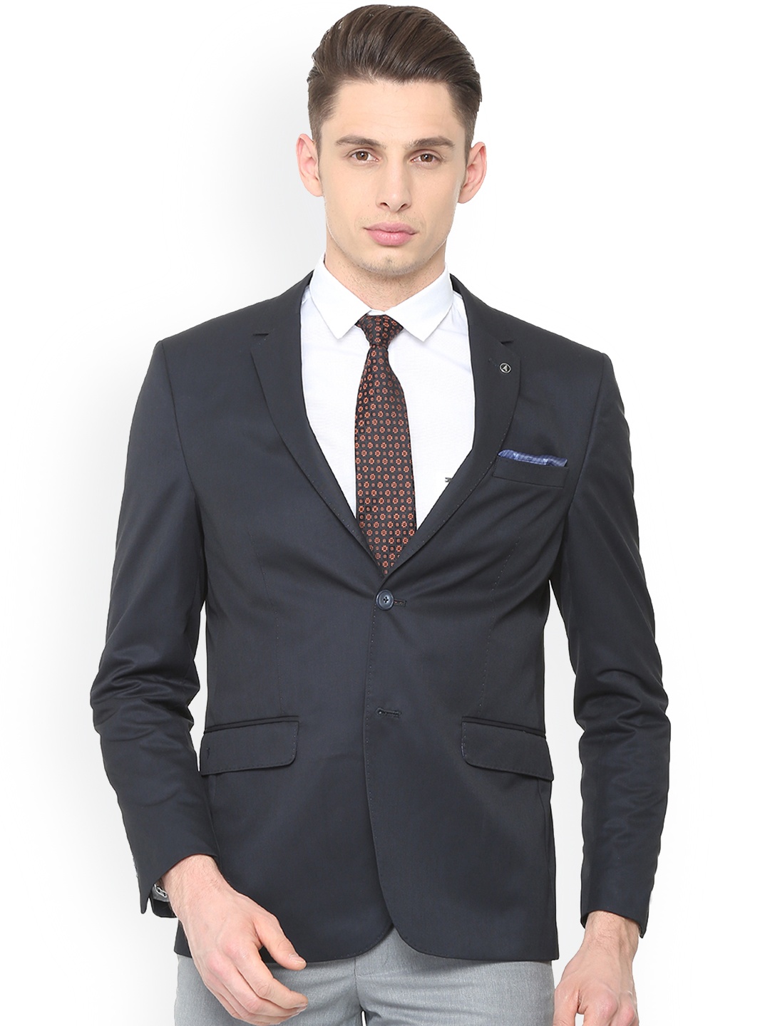 

Van Heusen Men Navy Single Breasted Blazer, Navy blue
