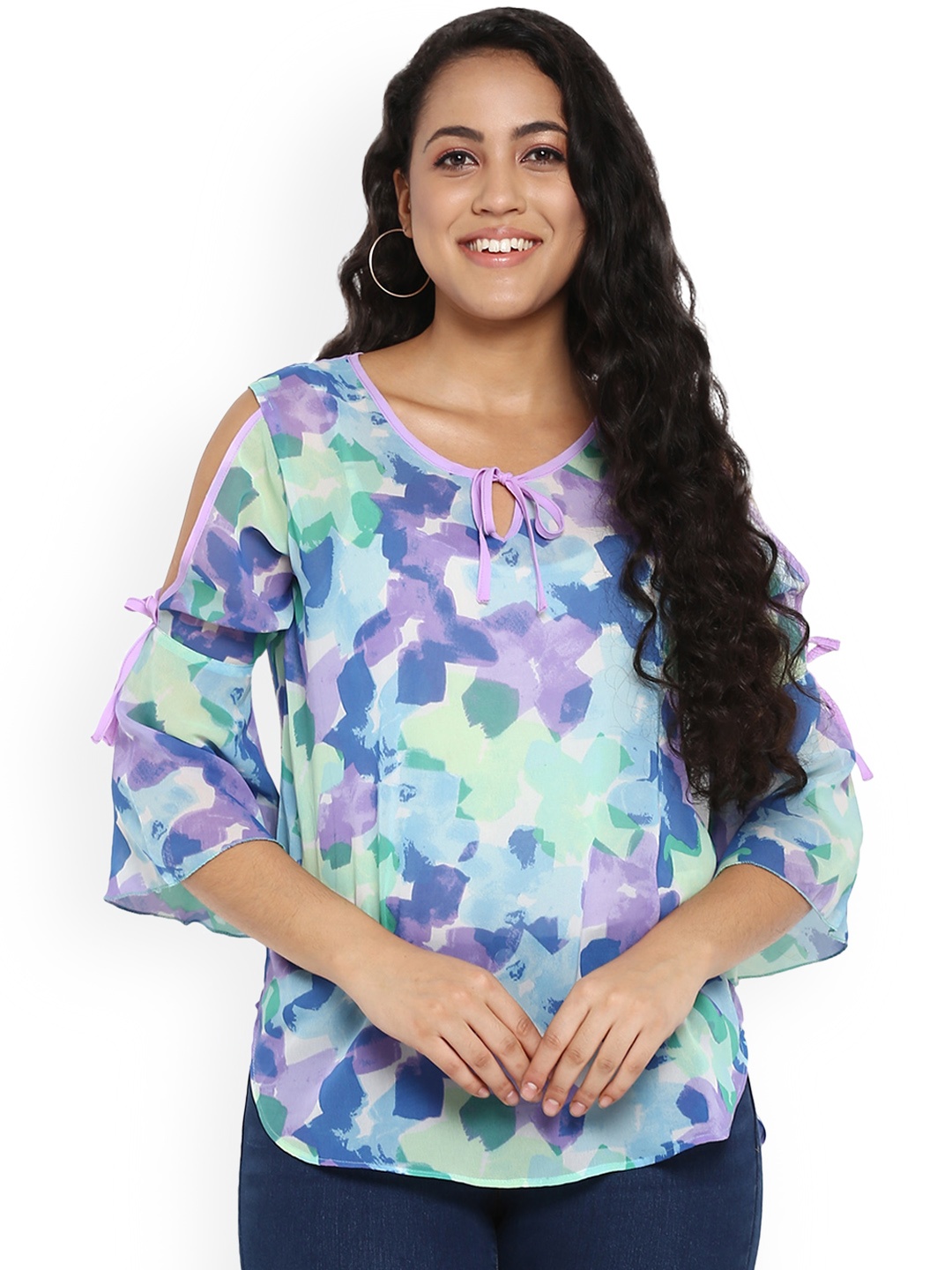 

Qurvii Plus Size Women Multicoloured Floral Print Top, Multi