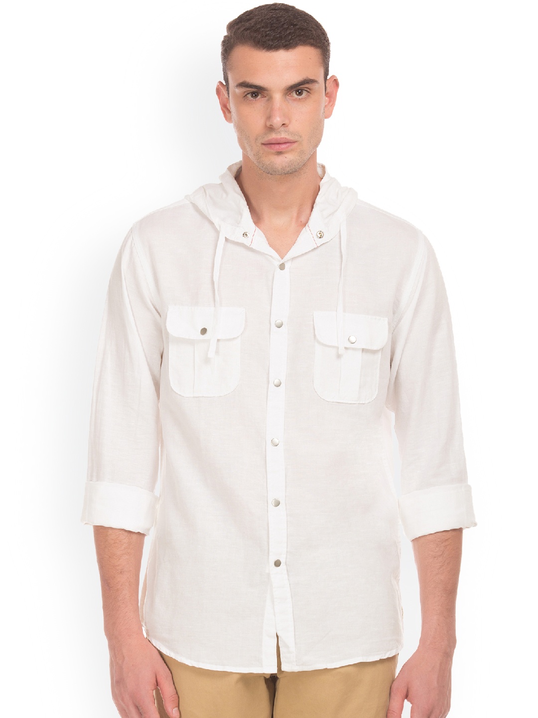 

Cherokee Men White Regular Fit Solid Casual Shirt