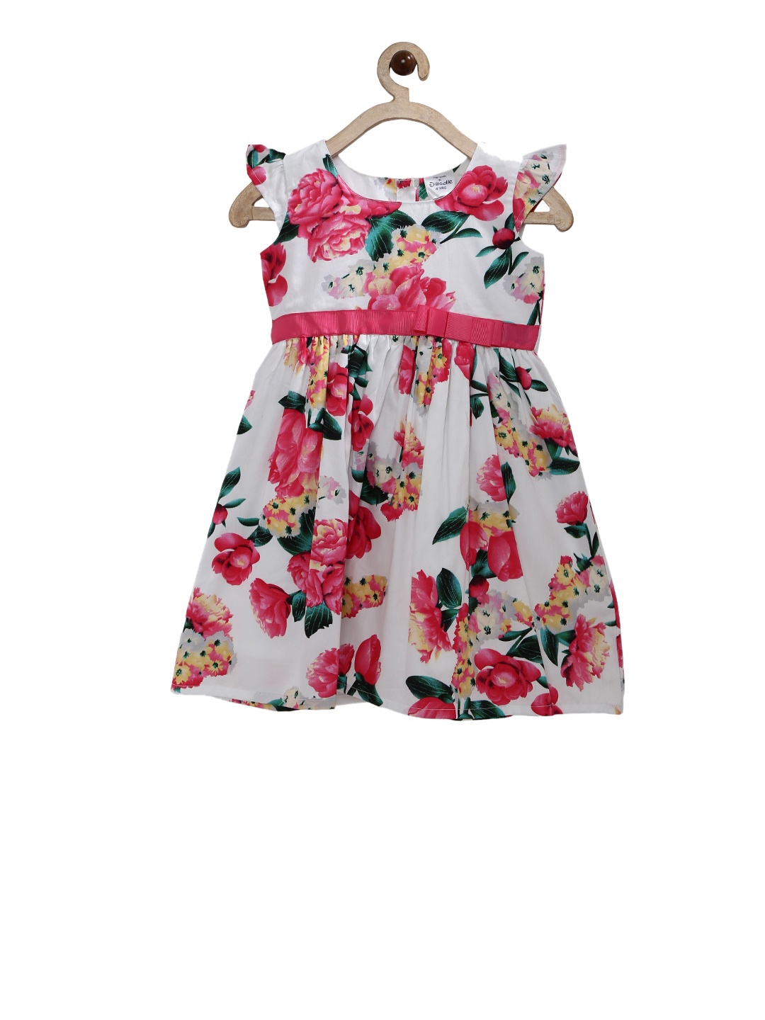 

Doodle Girls Pink & White Printed Fit and Flare Dress