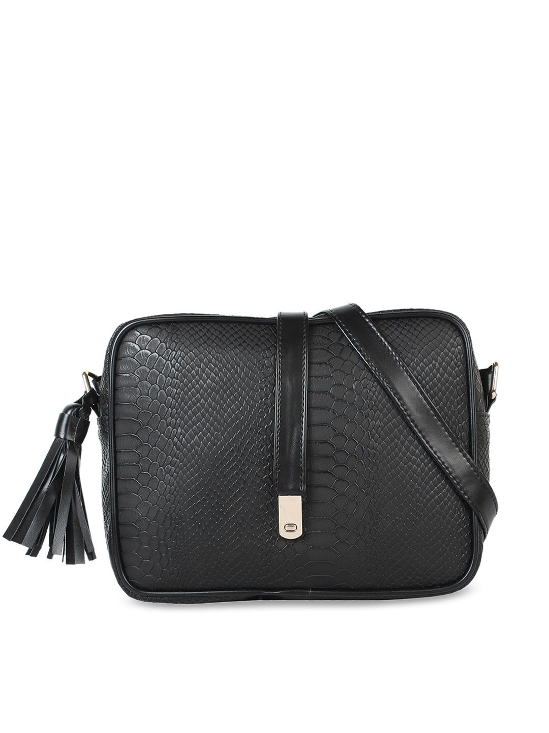 

Lychee bags Black Textured Sling Bag