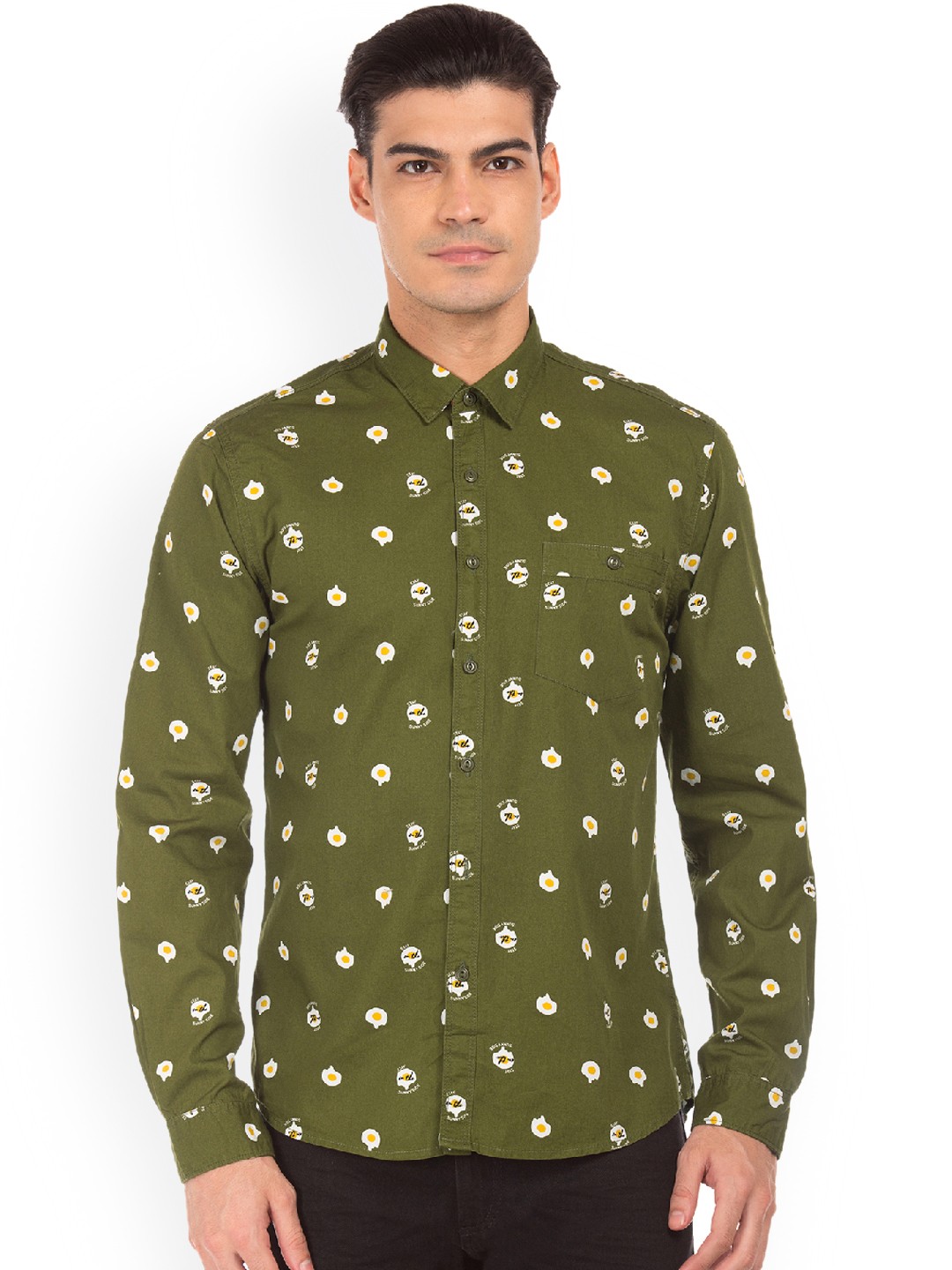 

Colt Men Olive Green Regular Fit Printed Casual Shirt