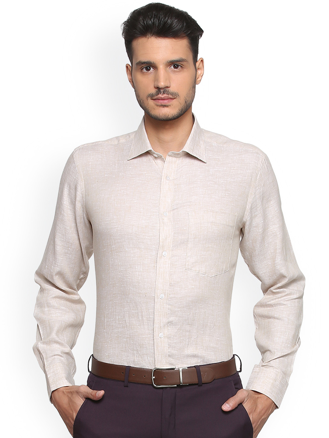 

Van Heusen Men Beige Regular Fit Solid Formal Shirt