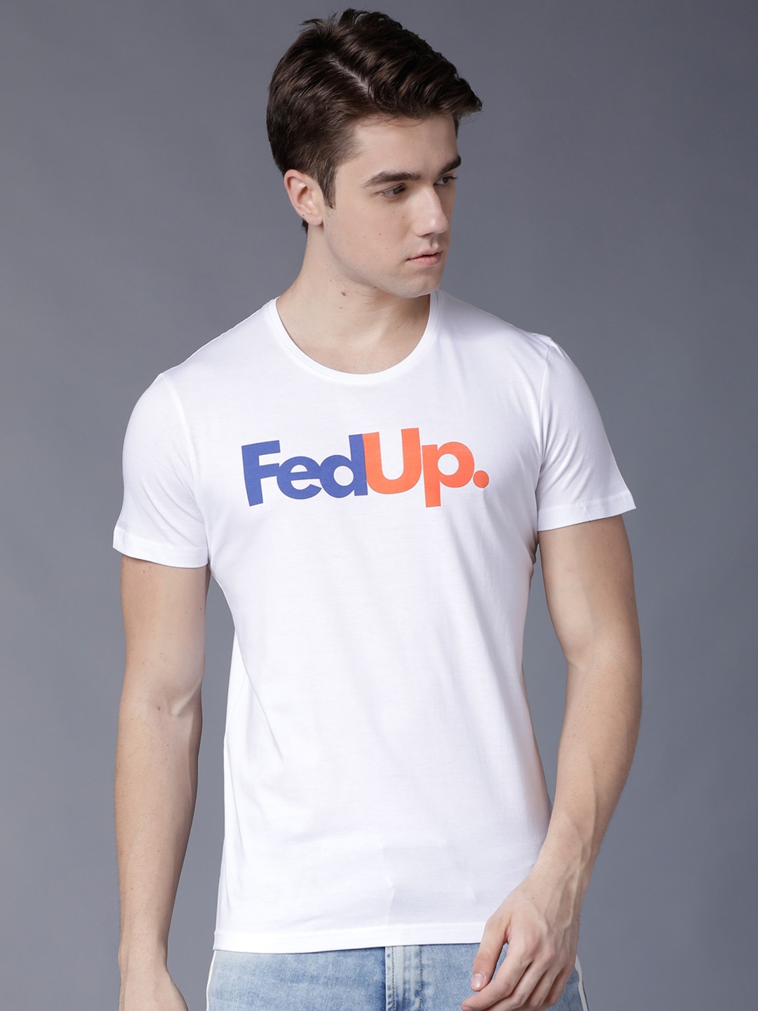 

LOCOMOTIVE Men White Printed Round Neck T-shirt