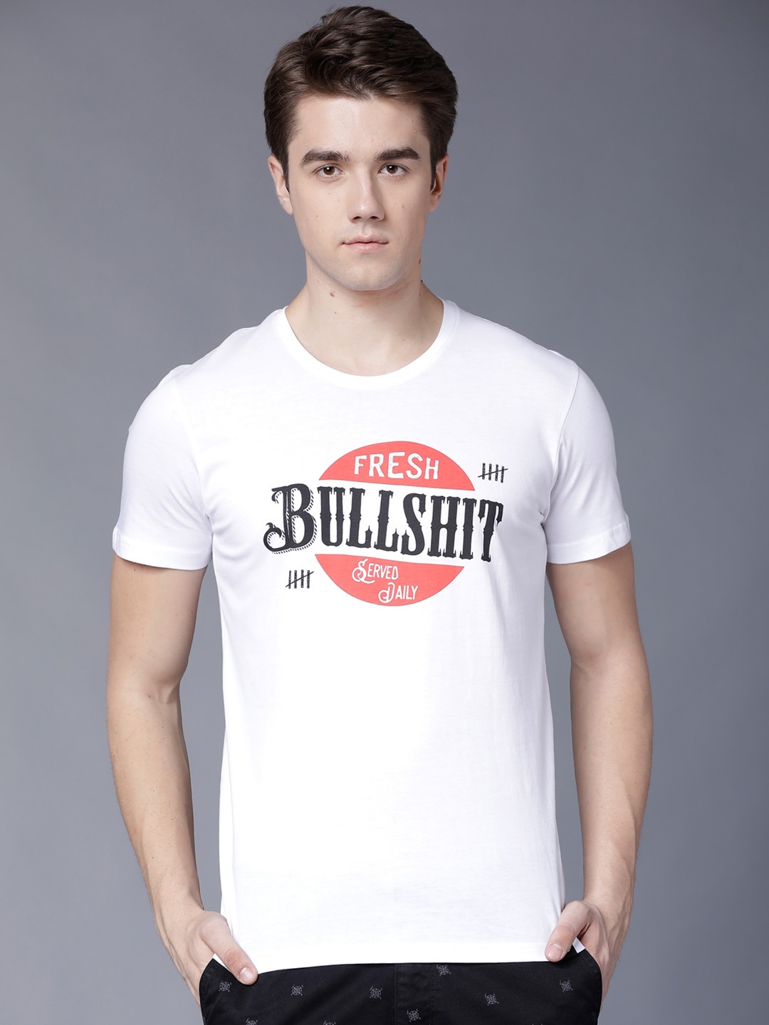 

LOCOMOTIVE Men White Printed Round Neck T-shirt