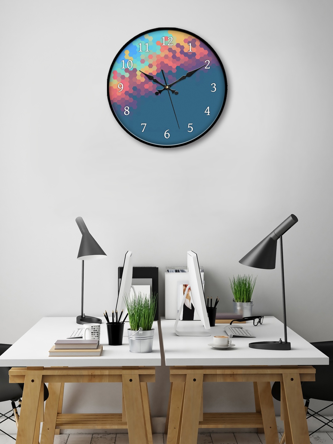 

999Store Blue Round Printed Analogue Wall Clock
