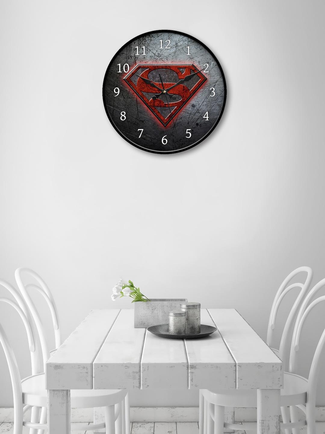 

999Store Grey & Red Round Printed 30.48 cm Analogue Wall Clock