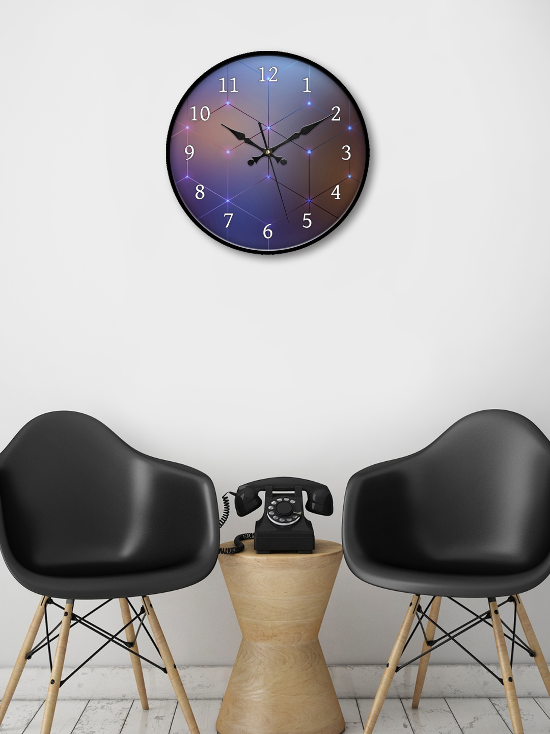 

999Store Blue Round Printed Analogue Wall Clock