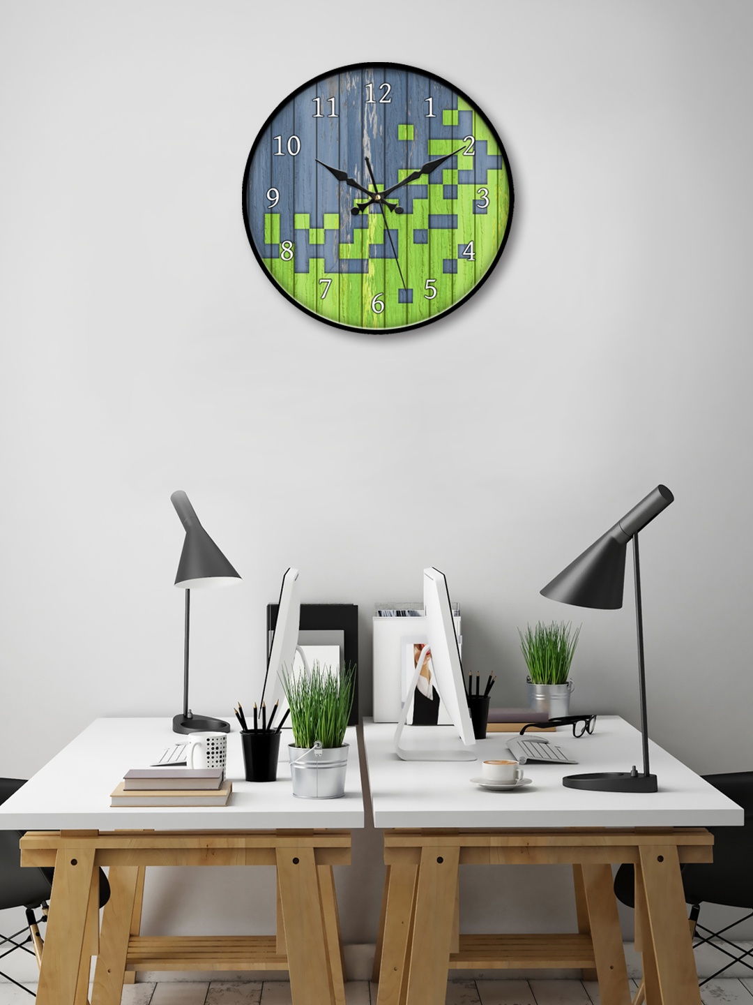 

999Store Blue Round Printed Analogue Wall Clock