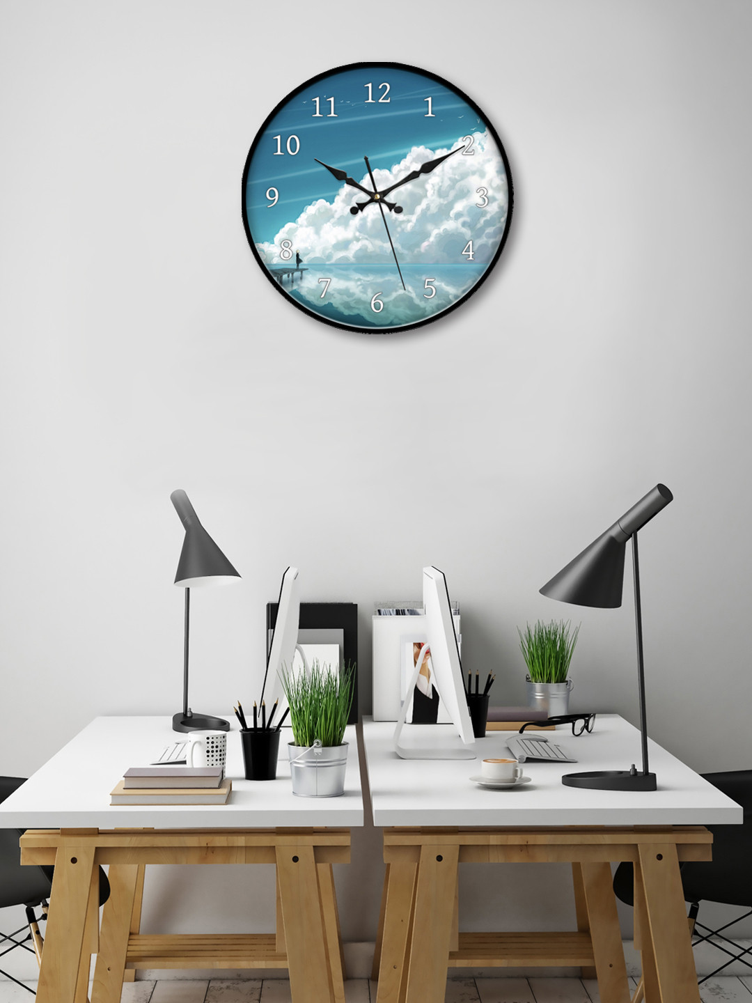 

999Store White Round Printed Analogue Wall Clock