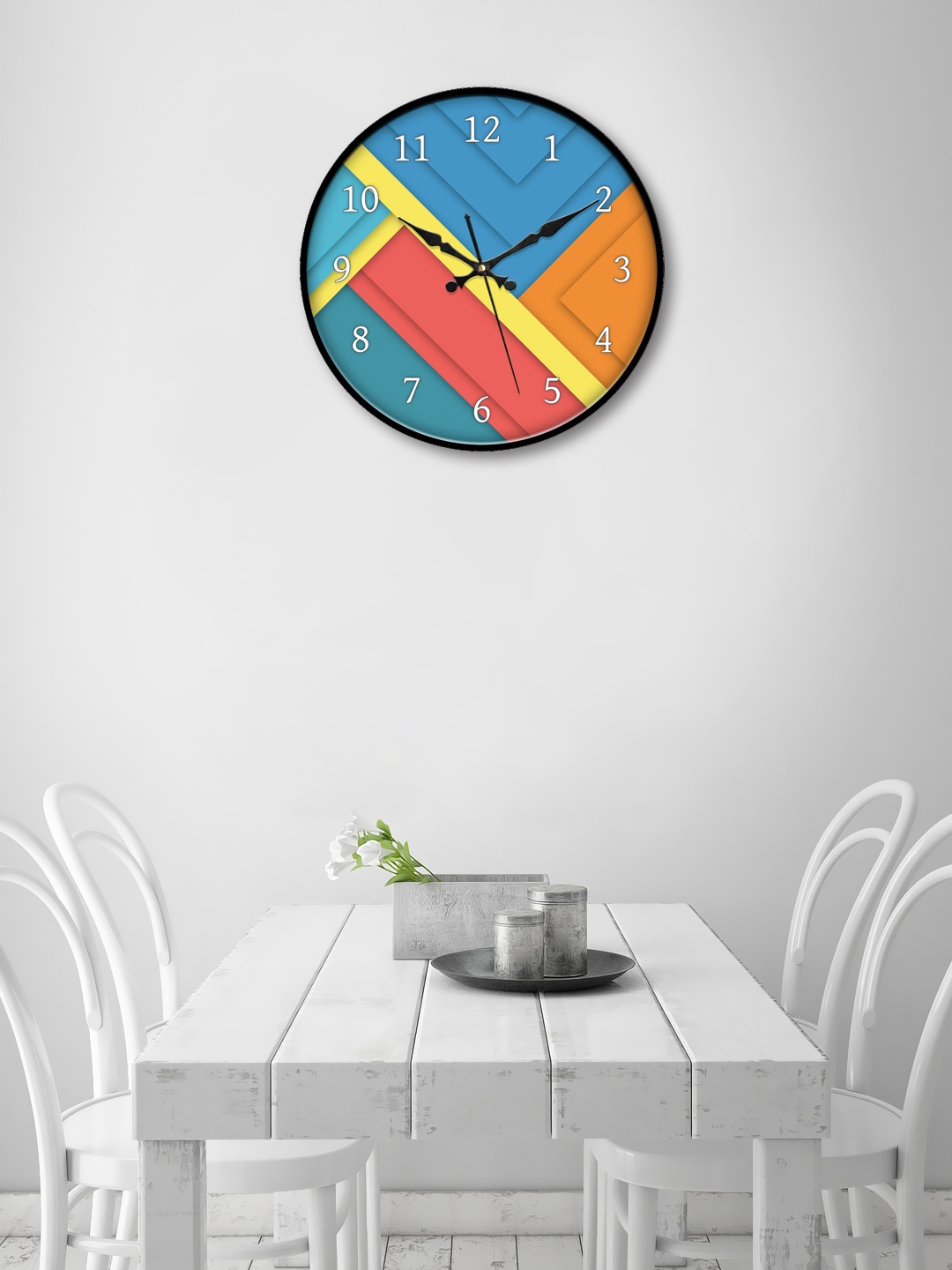 

999Store Multicoloured Round Printed Analogue Wall Clock, Multi