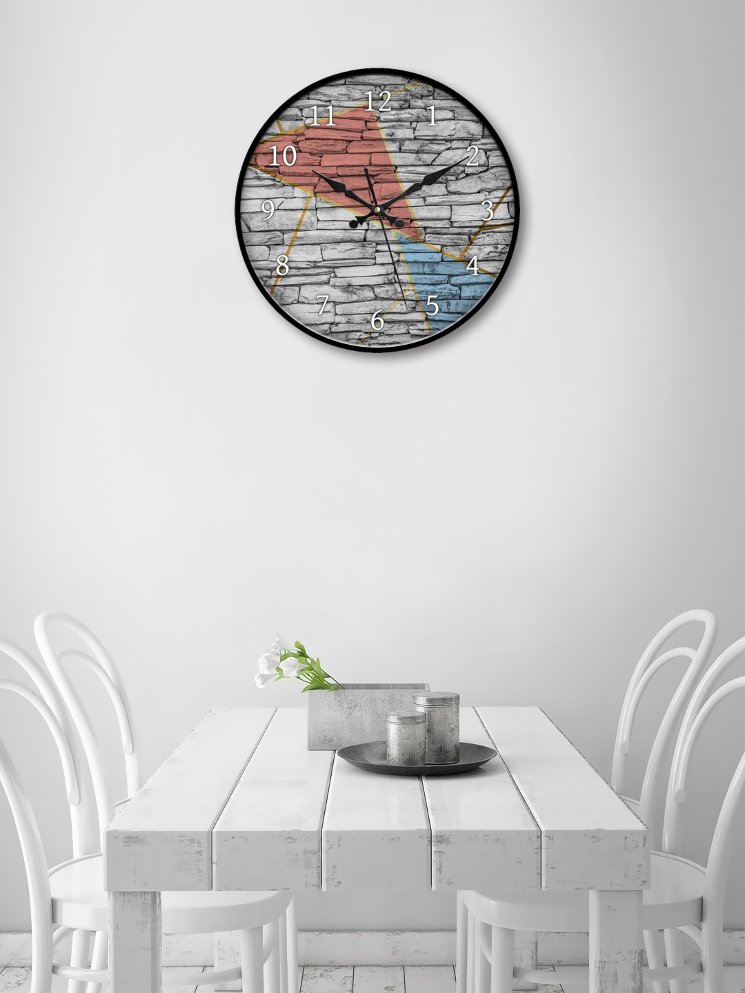 

999Store Grey Round Printed Analogue Wall Clock