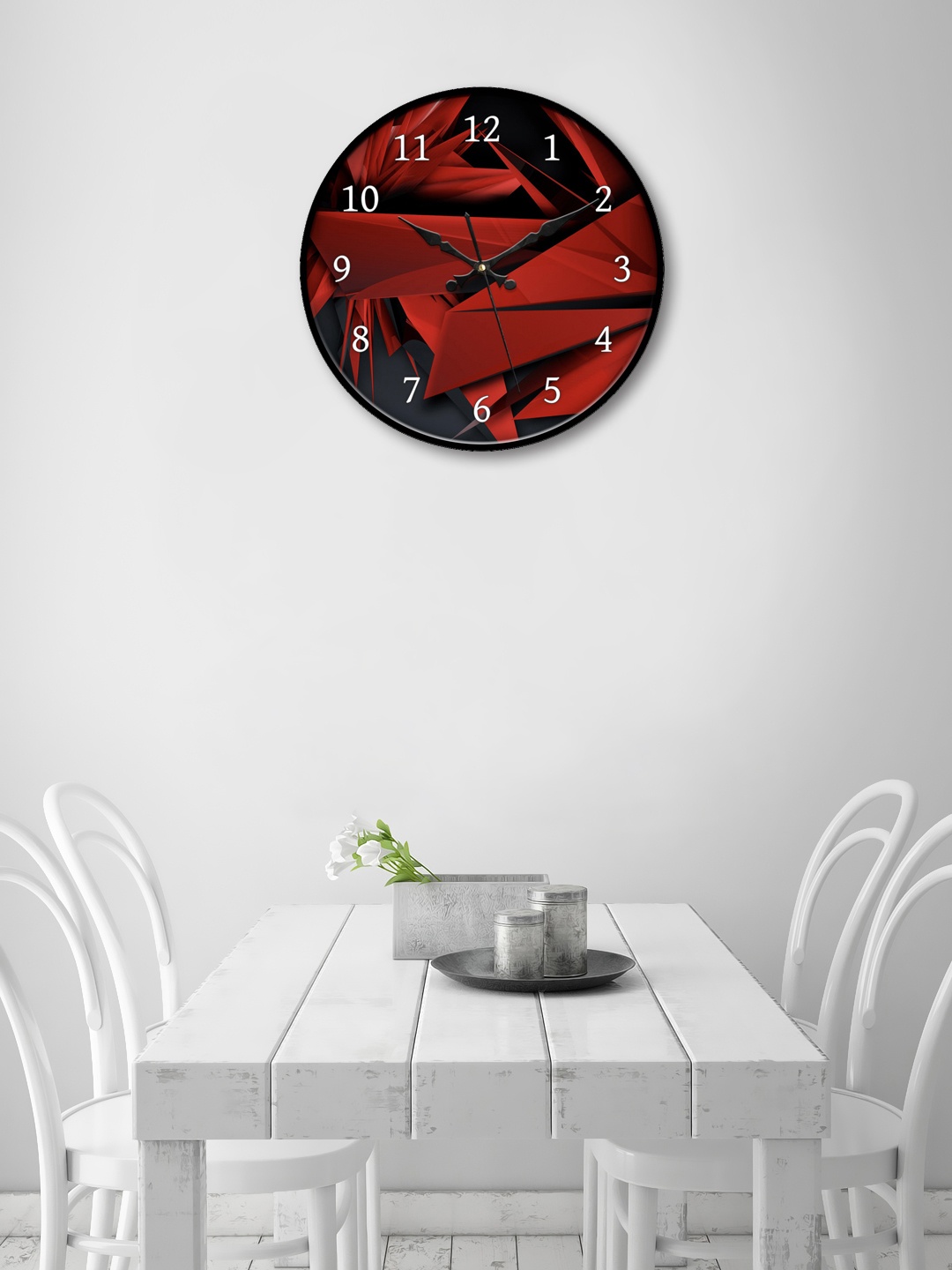 

999Store Red Round Printed Analogue Wall Clock