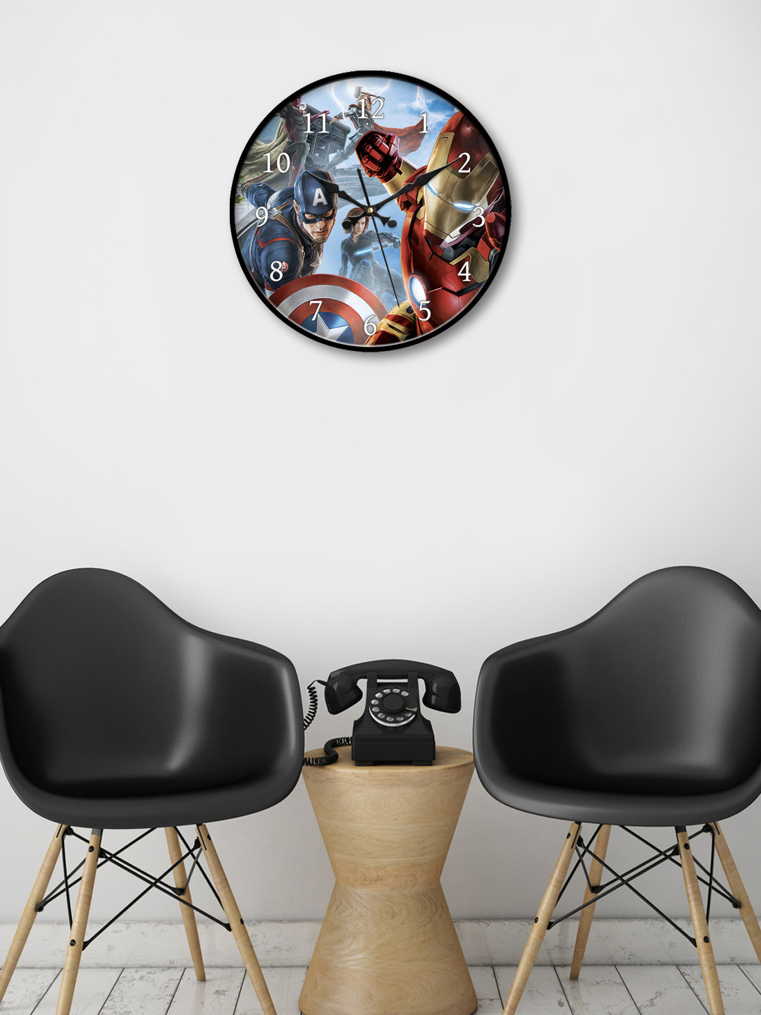 

999Store Blue Round Printed Analogue Wall Clock
