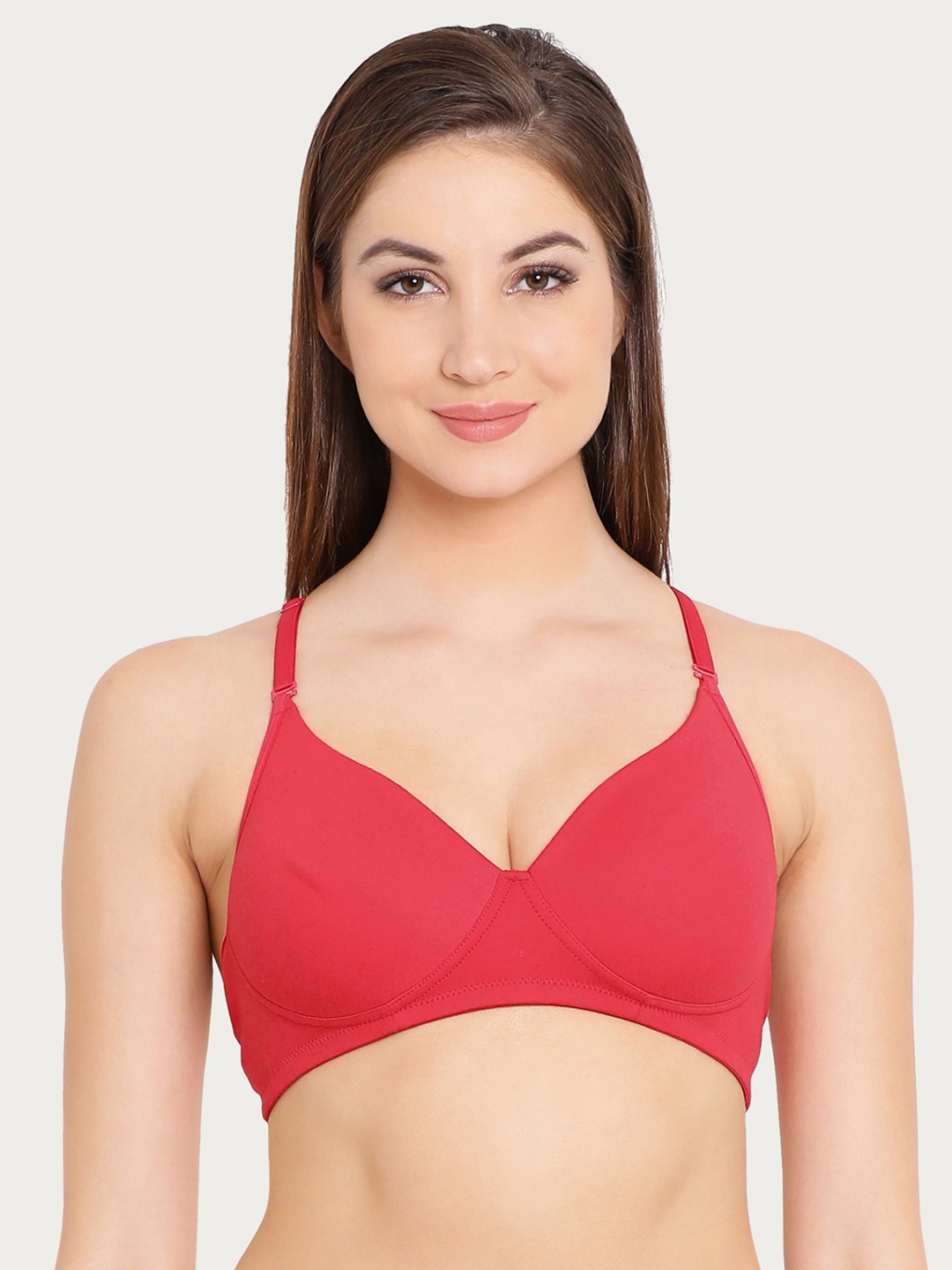 

Clovia Cotton Padded Non-Wired T-Shirt Bra, Red