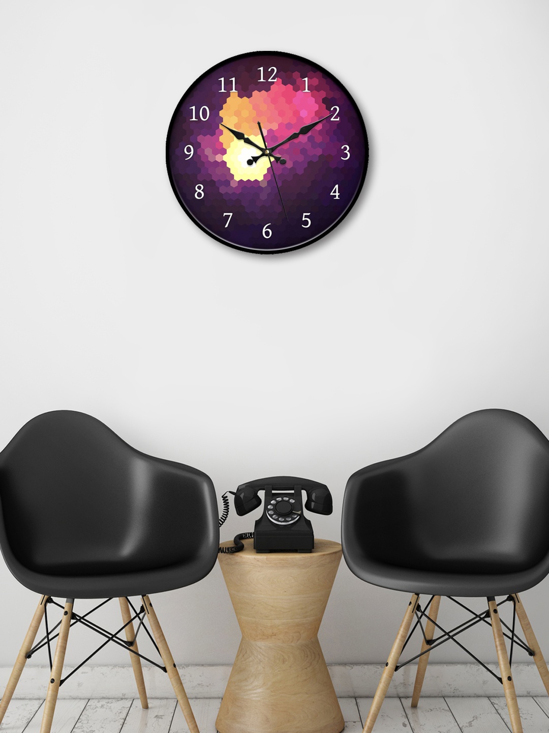 

999Store Purple Round Printed Analogue Wall Clock